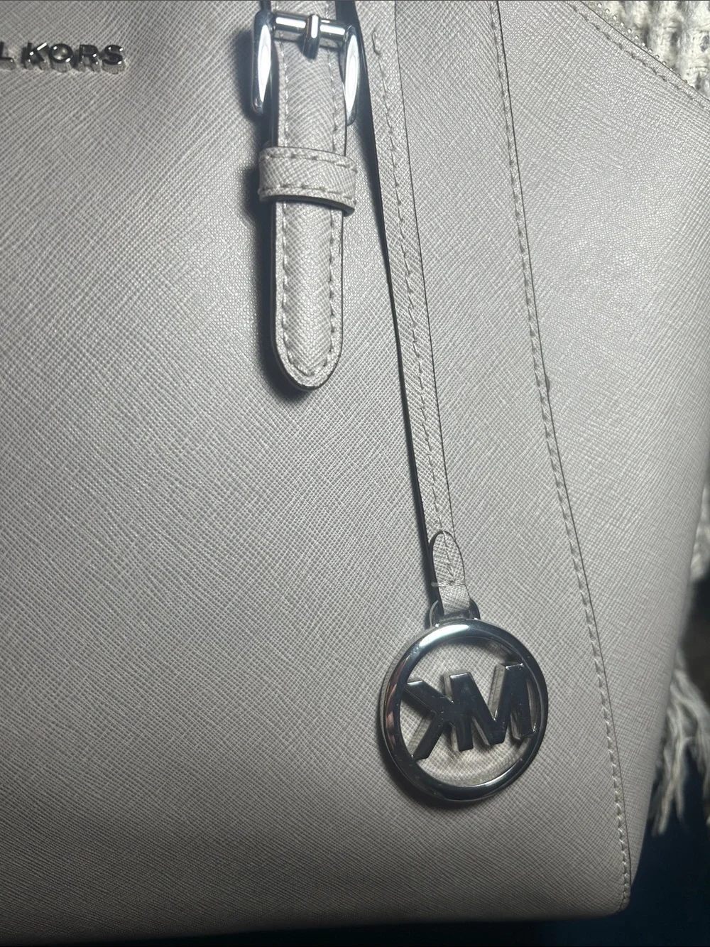 Like New Michael Kors Saffiano Leather Satchel in Light Grey